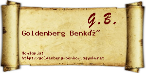 Goldenberg Benkő névjegykártya